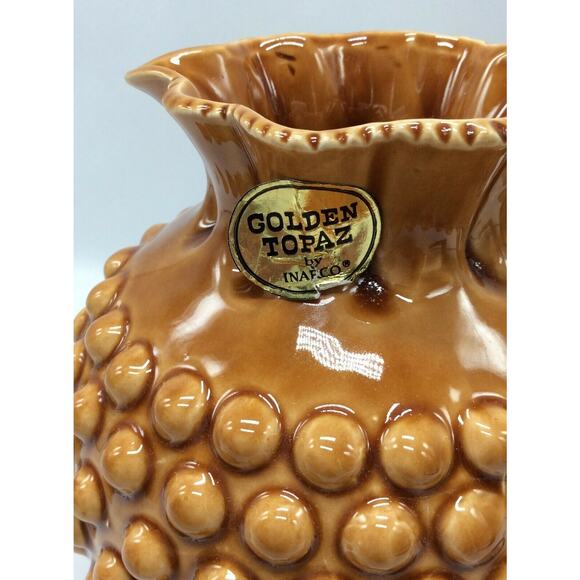 Inarco Hobnail Pottery Ruffled Pitcher - Picture 7 of 9